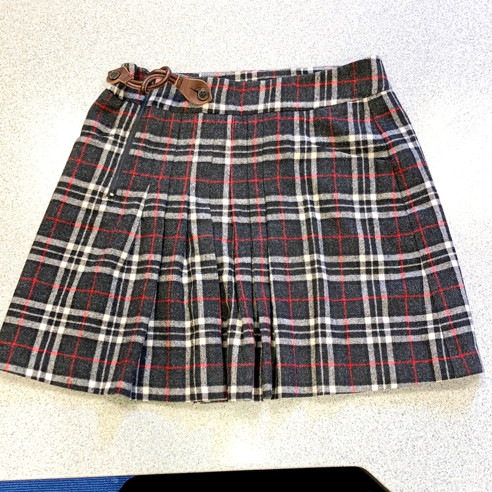 RARE MAXMARA sz 4 Wool blend kilt skirt in black cream gray red Vintage